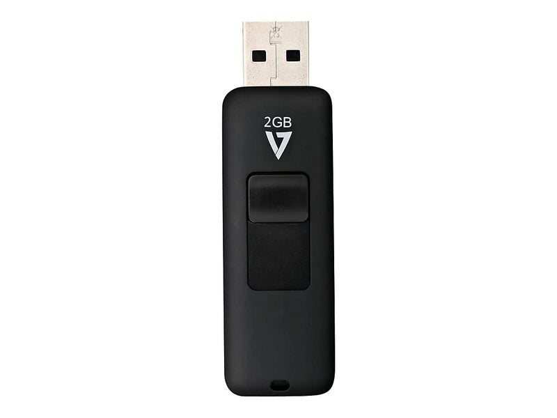 V7 2GB USB 2.0 Flash Drive with Retractable USB Connector - VF22GAR-3N, Black - Image 2